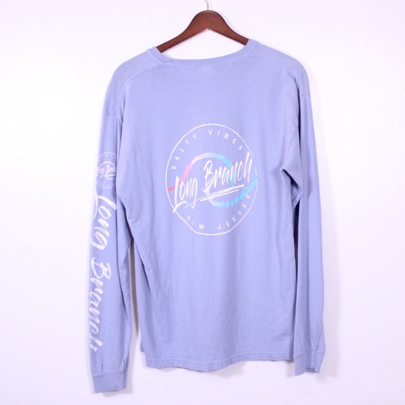 Comfort Colors Long Sleeve Tee Men’s M Light Blue Graphic Logo Shirt - Picture 11 of 14
